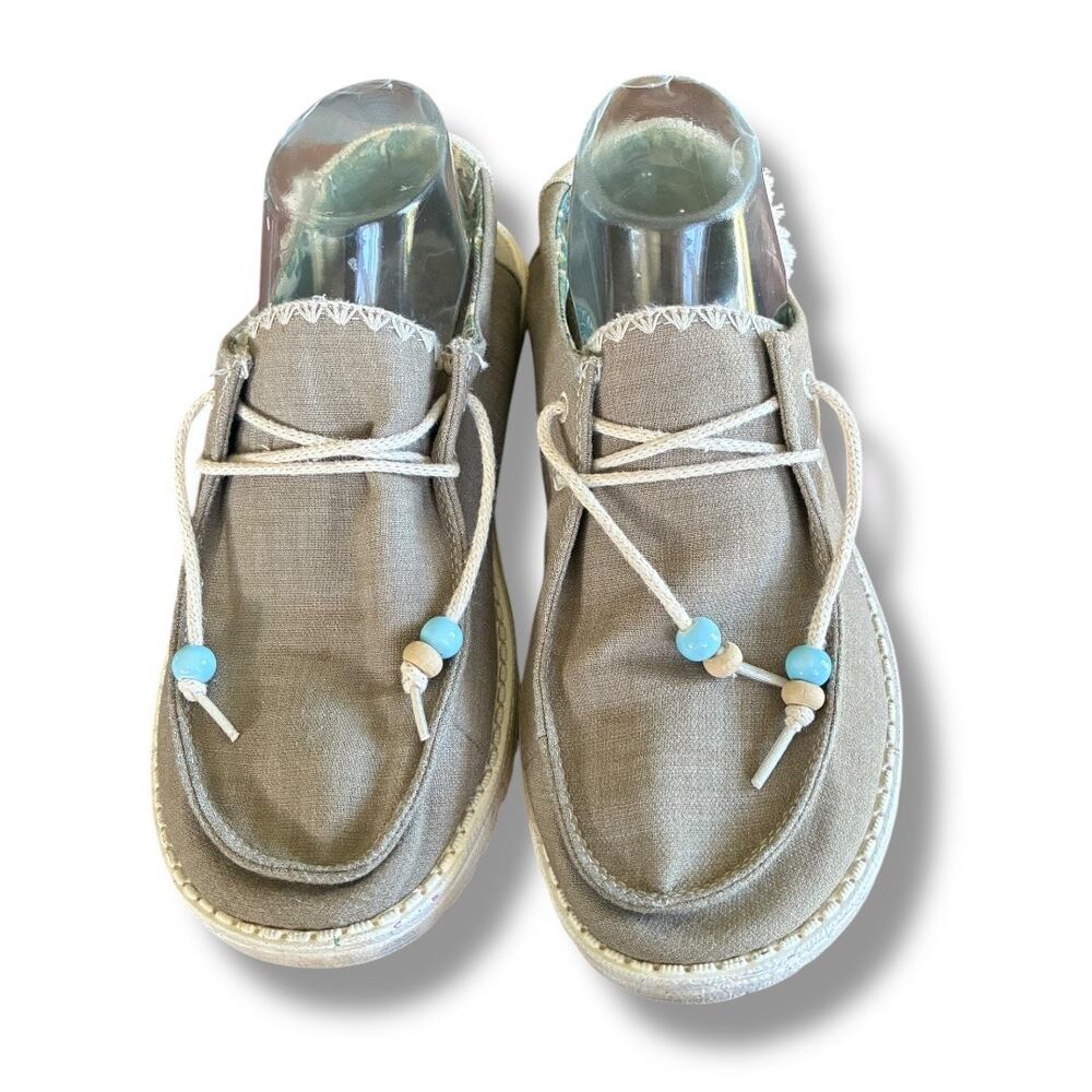 Hey Dude Wendy Natural Rosemary canvas loafers Women’s casual size 9 - Picture 3 of 7